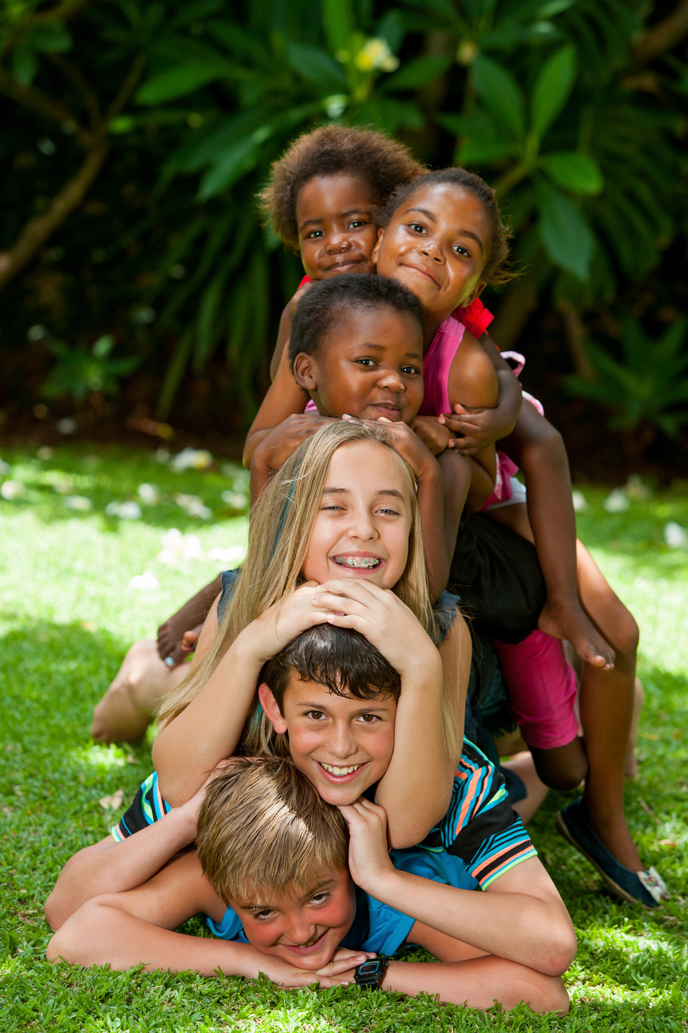 Diverse human pile.